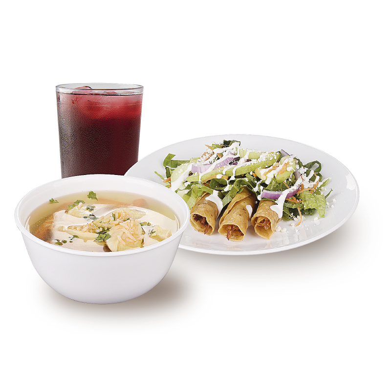 Consomé y Taquitos Dorados